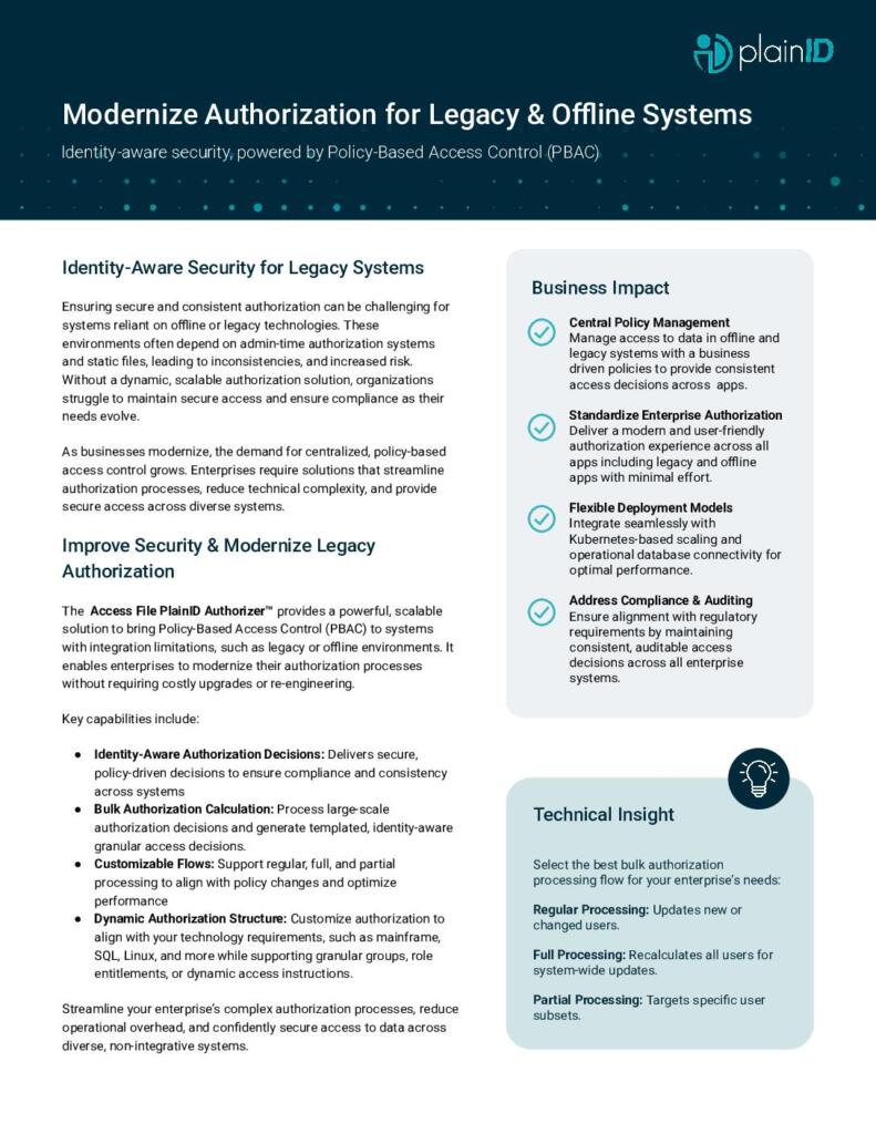 Modernize Authorization for Legacy & Offline Systems