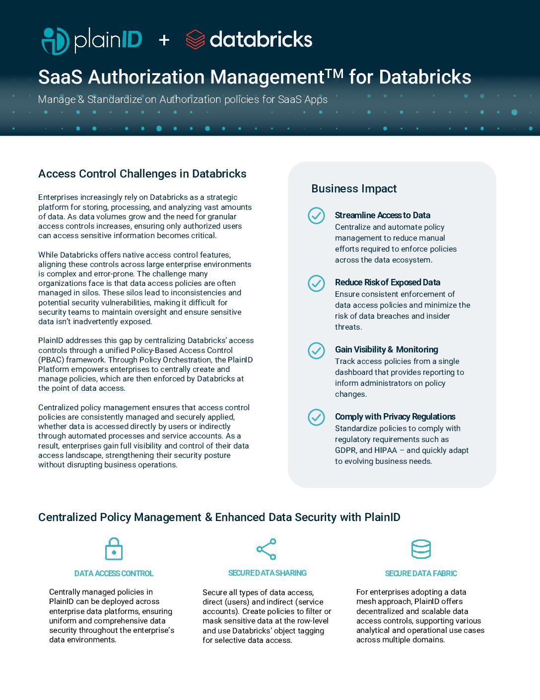 PlainID for Databricks Datasheet